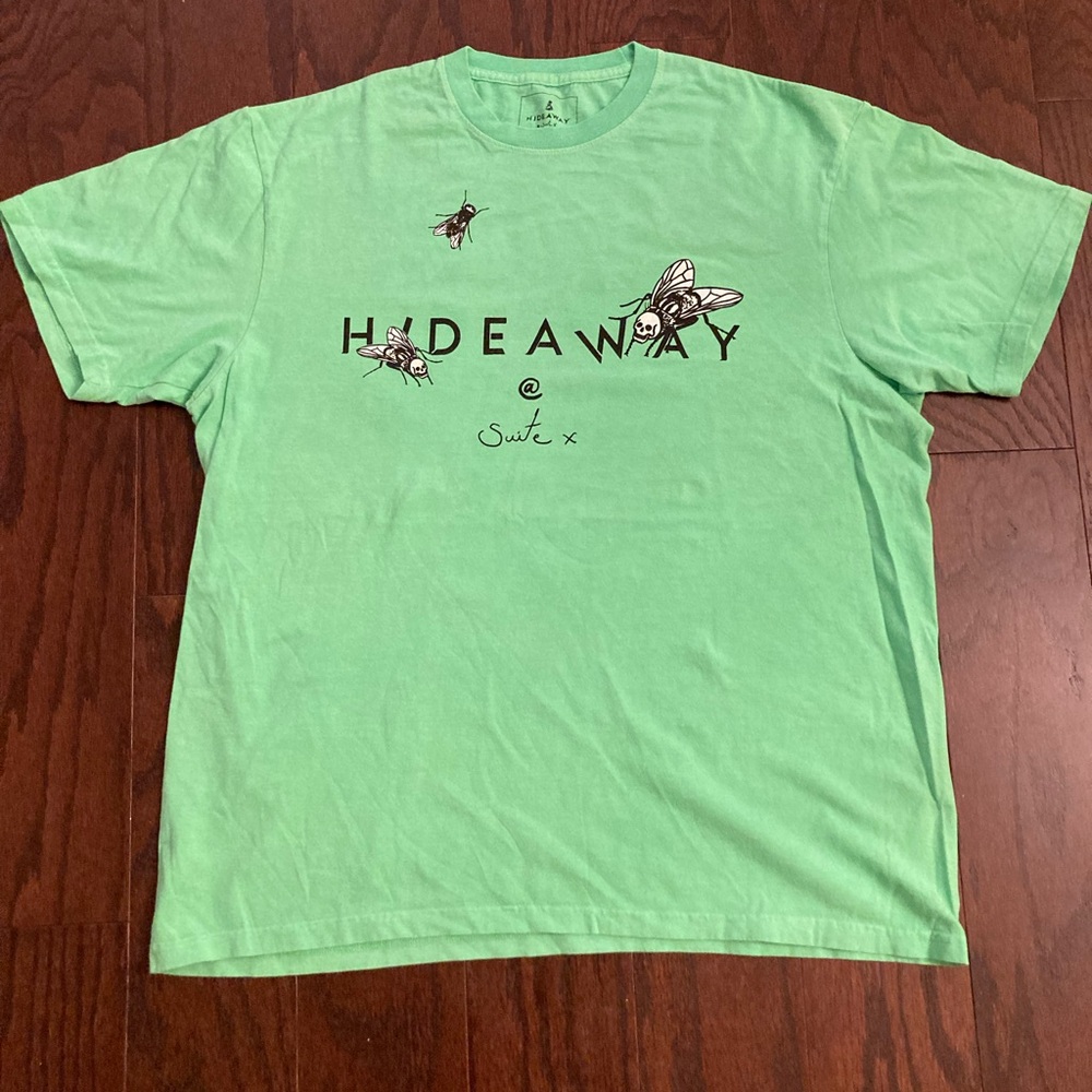 Dr. Woo - Hideaway @ Suite X Los Angeles - SKULL FLY Tee Size 4 (XL) Green, NWOT